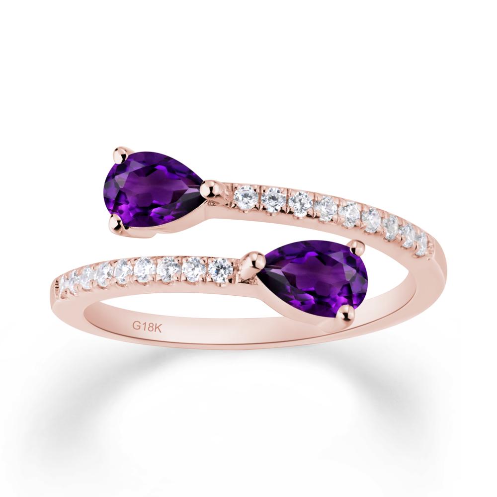 Two Stone Amethyst Open Ring - LUO Jewelry #metal_18k rose gold