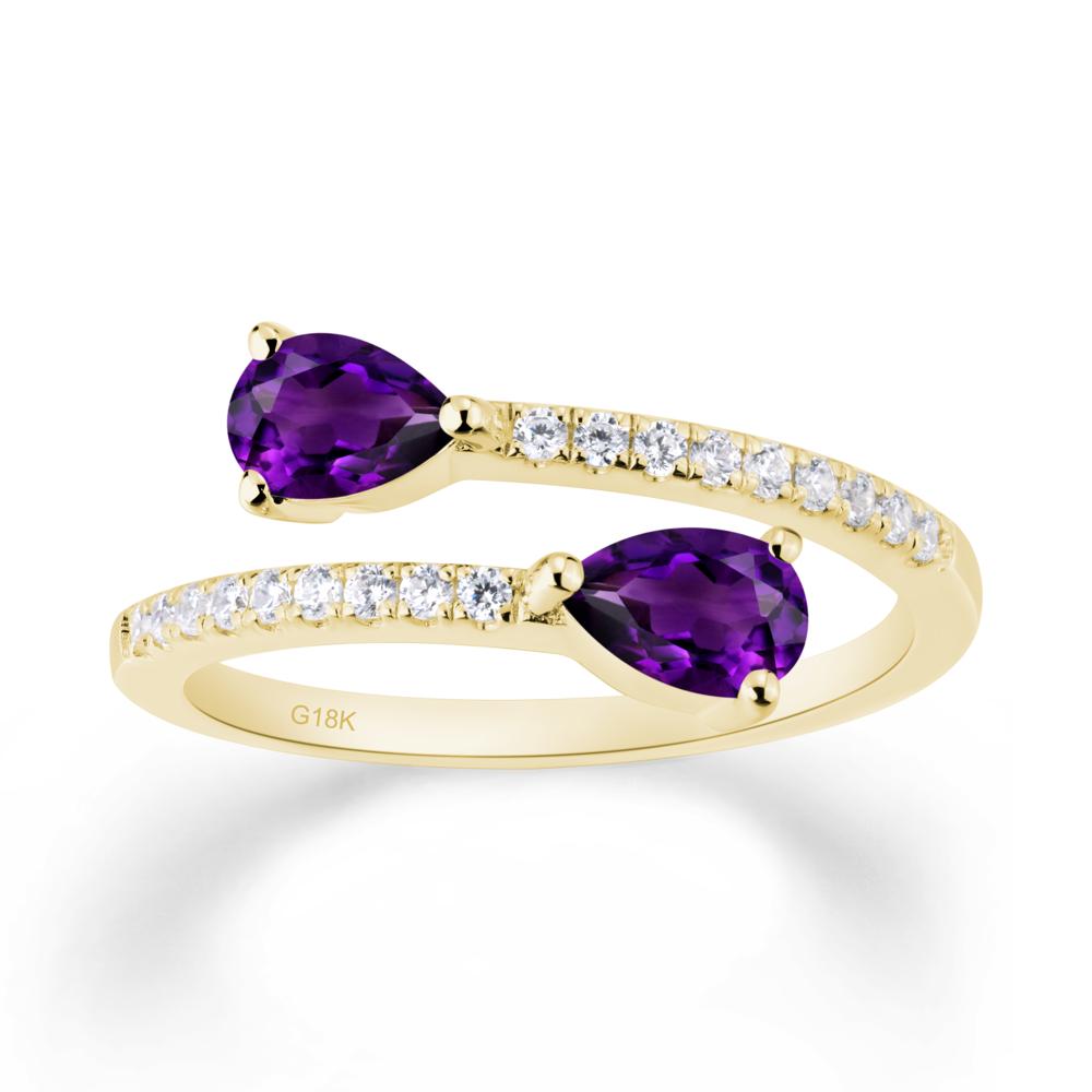 Two Stone Amethyst Open Ring - LUO Jewelry #metal_18k yellow gold