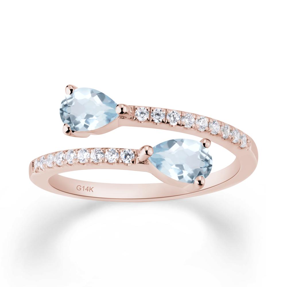 Two Stone Aquamarine Open Ring - LUO Jewelry #metal_14k rose gold