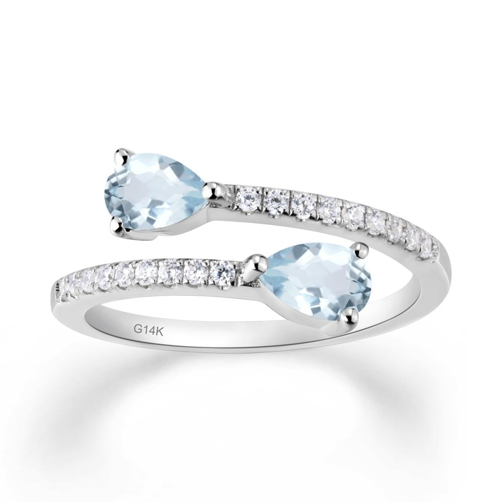 Two Stone Aquamarine Open Ring - LUO Jewelry #metal_14k white gold