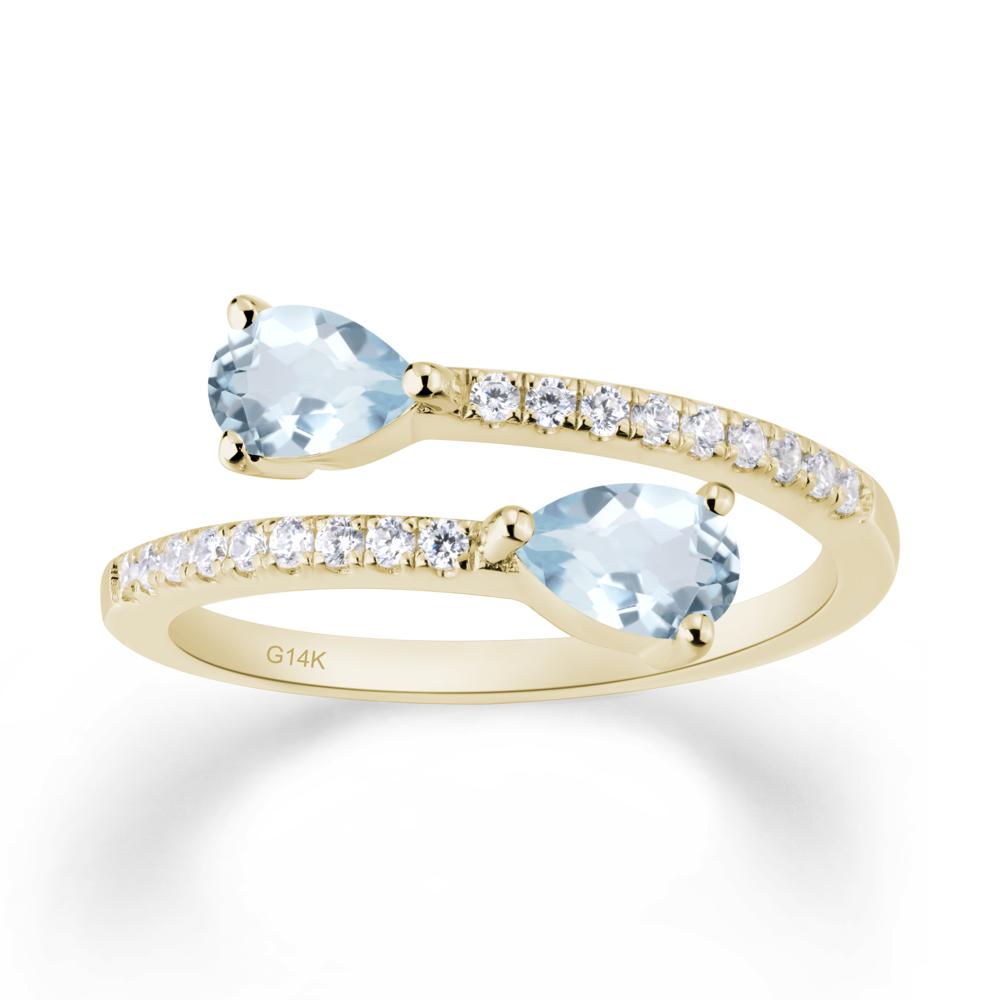 Two Stone Aquamarine Open Ring - LUO Jewelry #metal_14k yellow gold