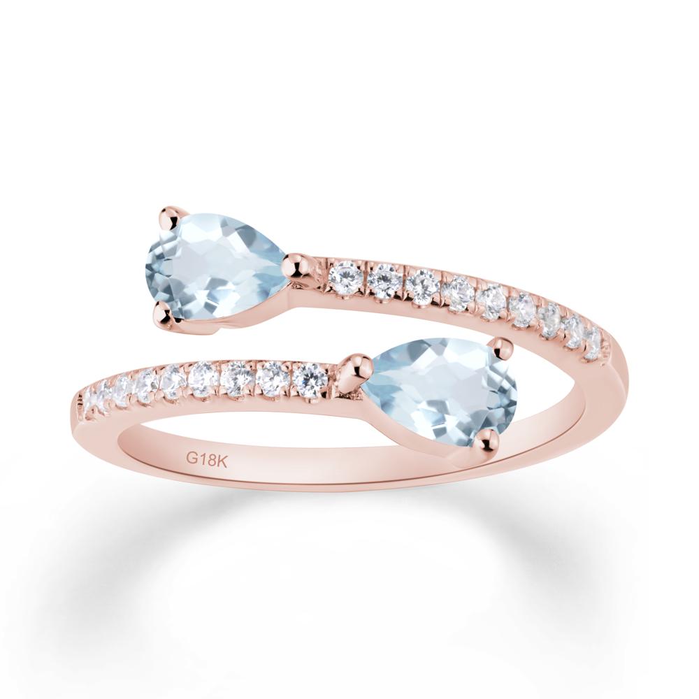 Two Stone Aquamarine Open Ring - LUO Jewelry #metal_18k rose gold