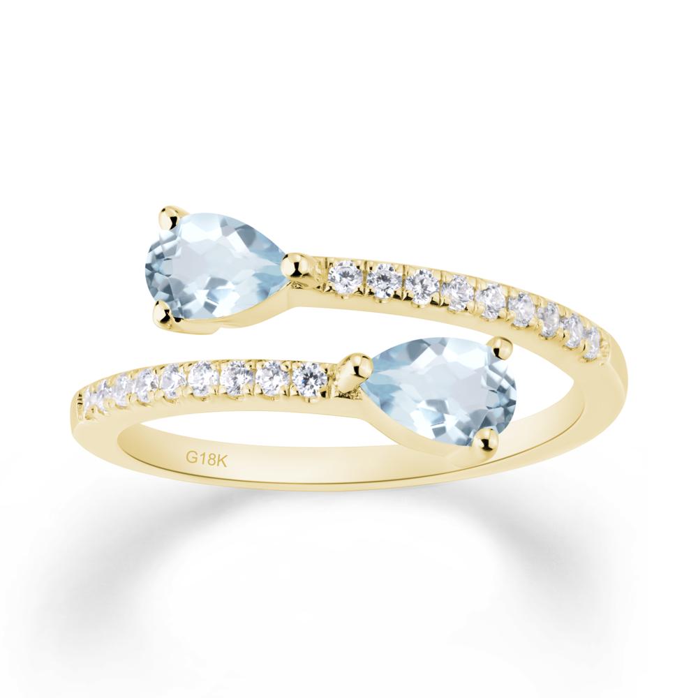 Two Stone Aquamarine Open Ring - LUO Jewelry #metal_18k yellow gold