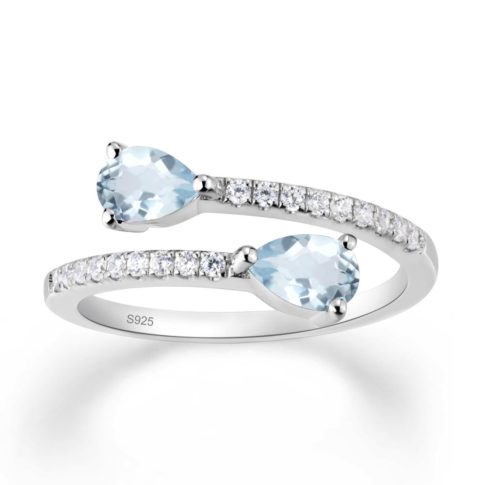 Two Stone Aquamarine Open Ring | LUO Jewelry #metal_sterling silver