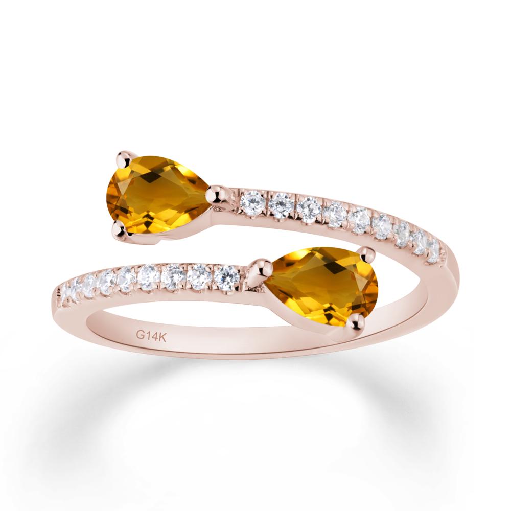 Two Stone Citrine Open Ring - LUO Jewelry #metal_14k rose gold