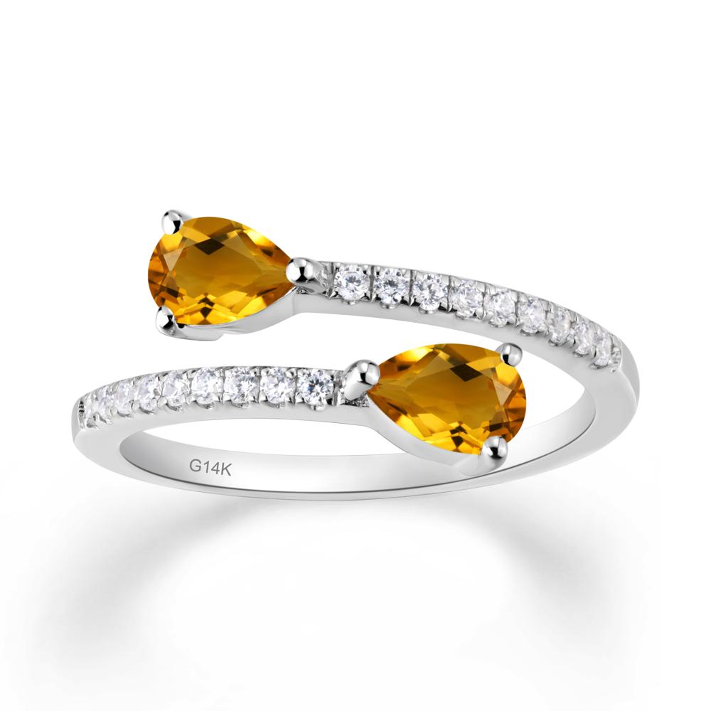 Two Stone Citrine Open Ring - LUO Jewelry #metal_14k white gold