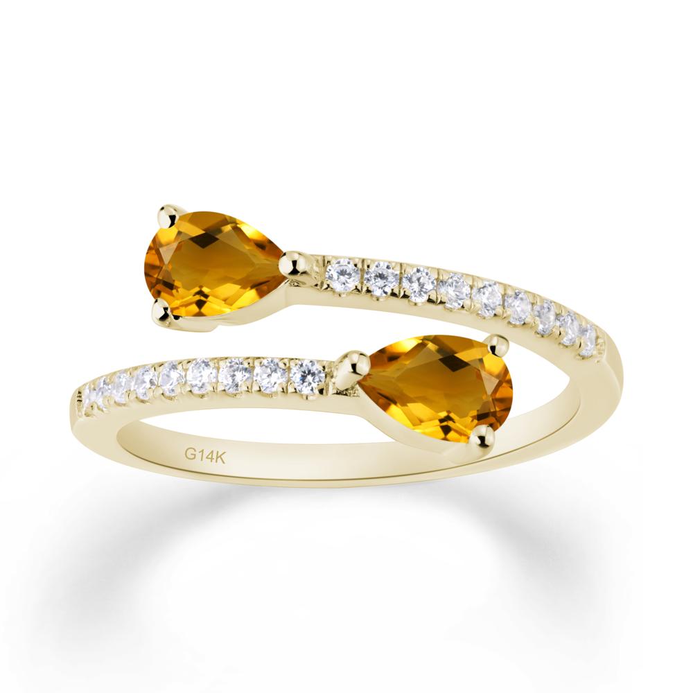 Two Stone Citrine Open Ring - LUO Jewelry #metal_14k yellow gold