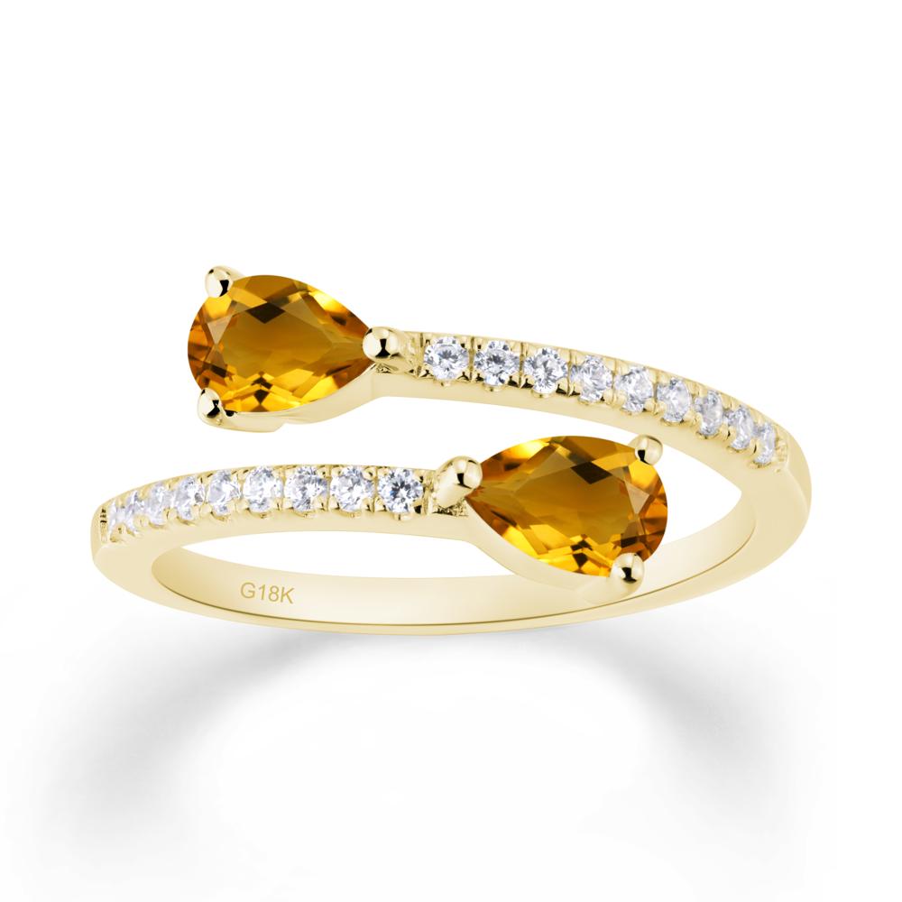 Two Stone Citrine Open Ring - LUO Jewelry #metal_18k yellow gold