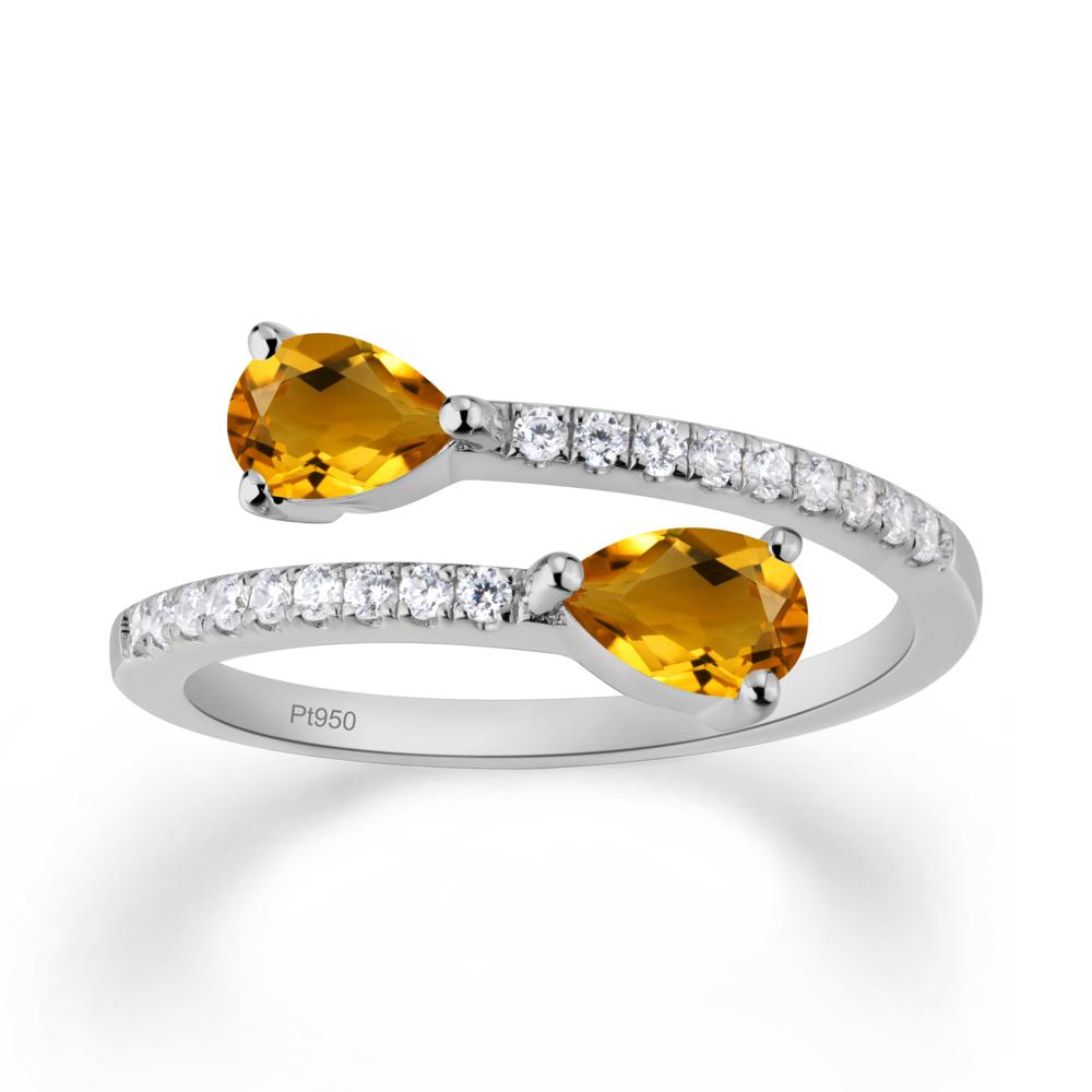 Two Stone Citrine Open Ring - LUO Jewelry #metal_platinum