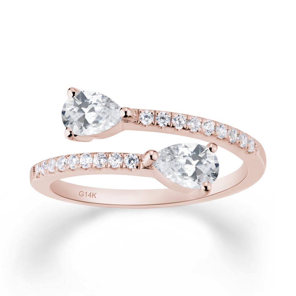 Two Stone Cubic Zirconia Open Ring - LUO Jewelry #metal_14k rose gold