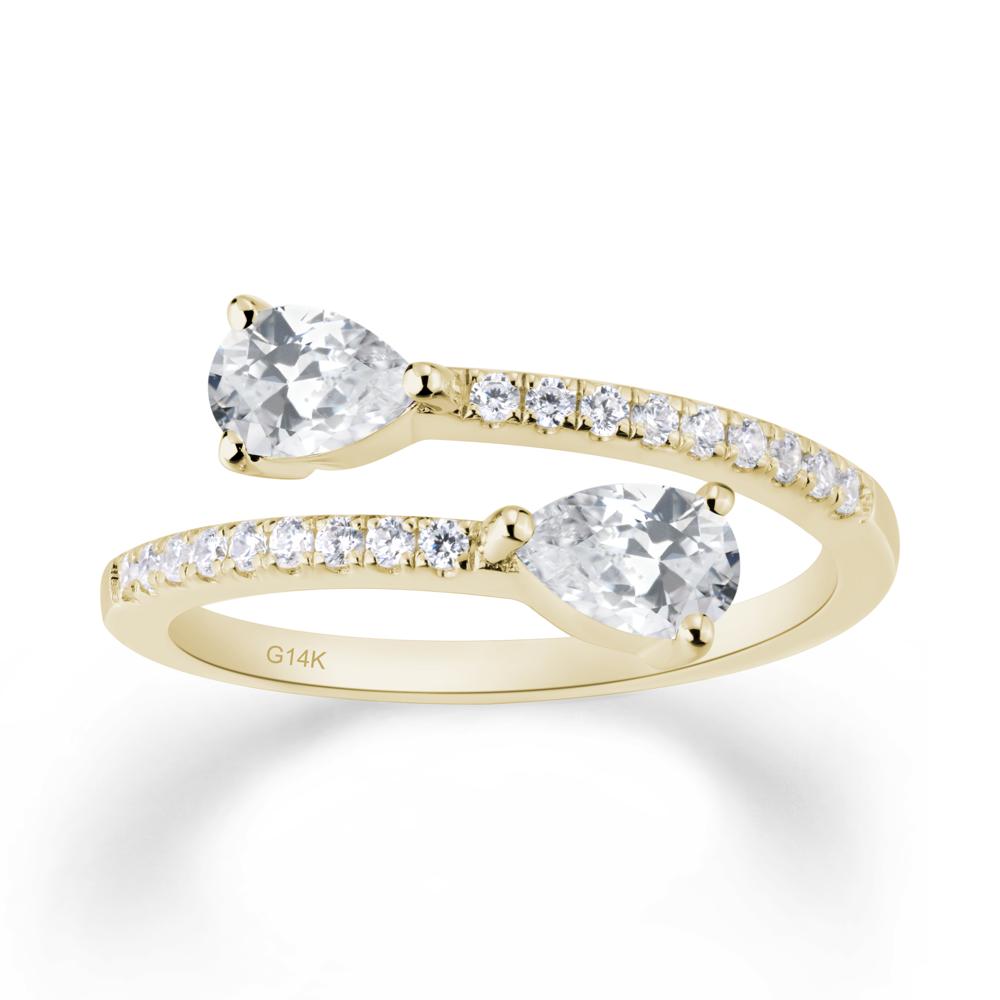 Two Stone Cubic Zirconia Open Ring - LUO Jewelry #metal_14k yellow gold