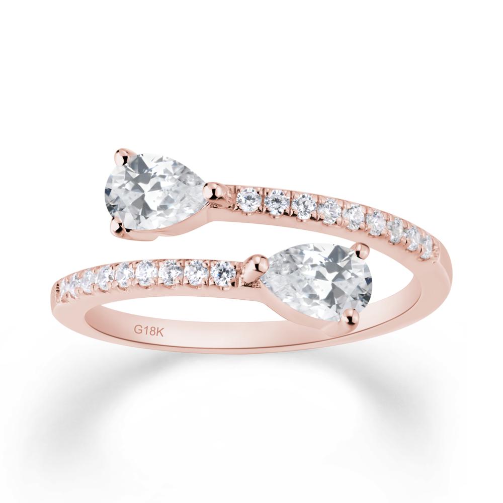 Two Stone Cubic Zirconia Open Ring - LUO Jewelry #metal_18k rose gold