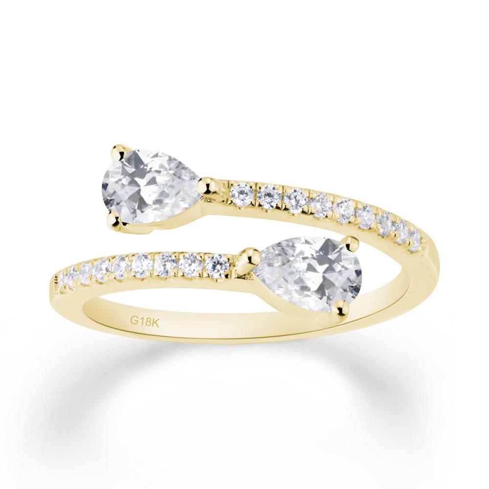 Two Stone Cubic Zirconia Open Ring - LUO Jewelry #metal_18k yellow gold