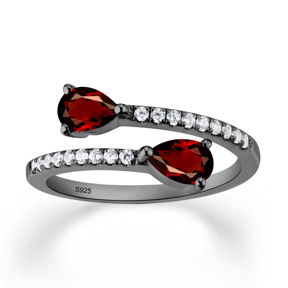 Two Stone Garnet Open Ring | LUO Jewelry #metal_black finish sterling silver