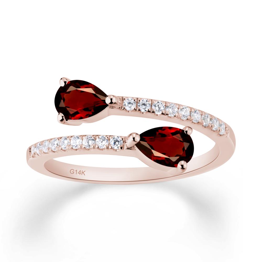 Two Stone Garnet Open Ring - LUO Jewelry #metal_14k rose gold