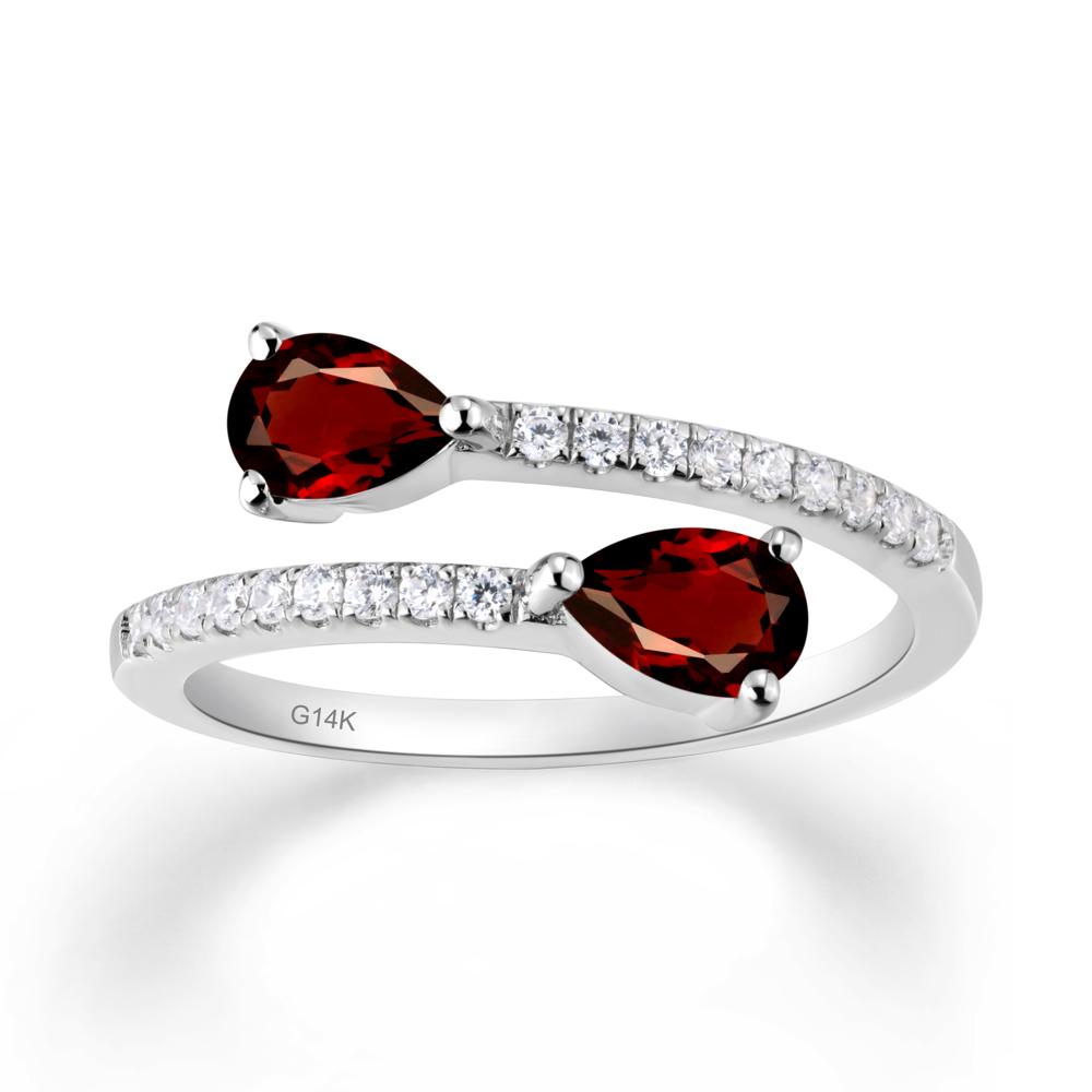 Two Stone Garnet Open Ring - LUO Jewelry #metal_14k white gold