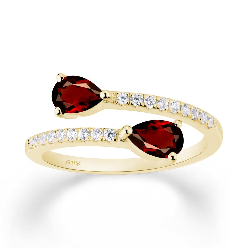 Two Stone Garnet Open Ring - LUO Jewelry #metal_18k yellow gold