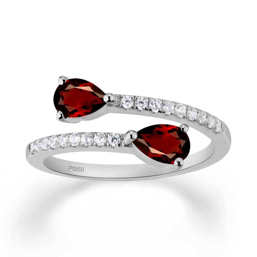 Two Stone Garnet Open Ring - LUO Jewelry #metal_platinum