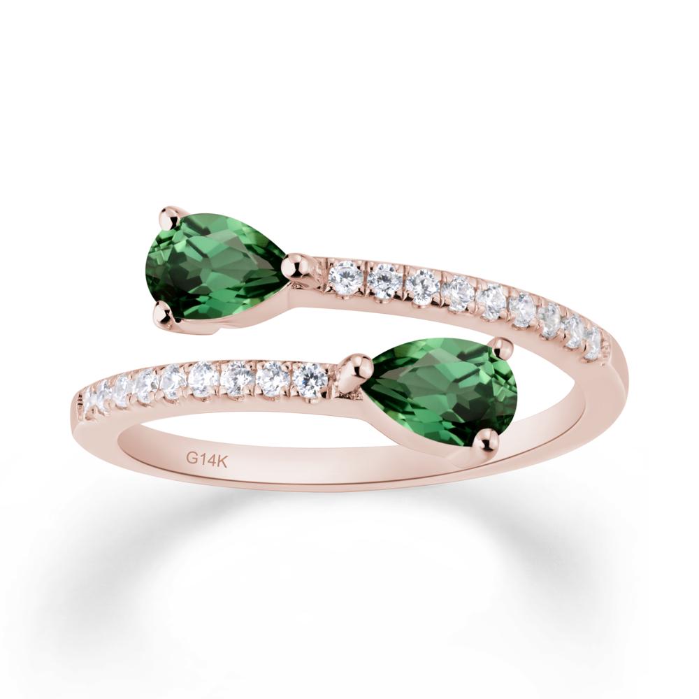 Two Stone Green Sapphire Open Ring - LUO Jewelry #metal_14k rose gold