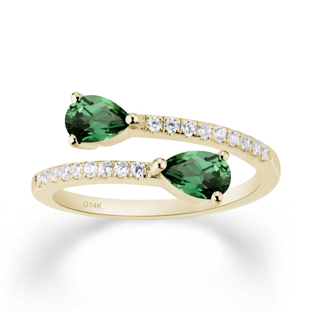 Two Stone Green Sapphire Open Ring - LUO Jewelry #metal_14k yellow gold