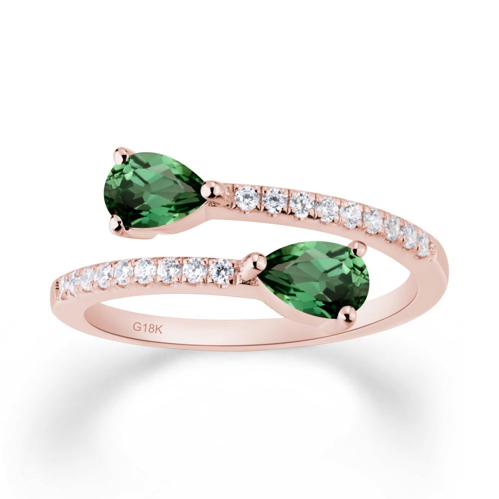 Two Stone Green Sapphire Open Ring - LUO Jewelry #metal_18k rose gold