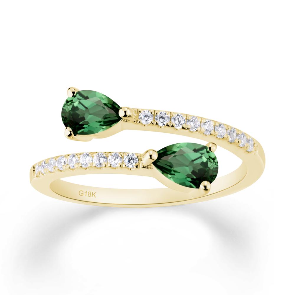 Two Stone Green Sapphire Open Ring - LUO Jewelry #metal_18k yellow gold