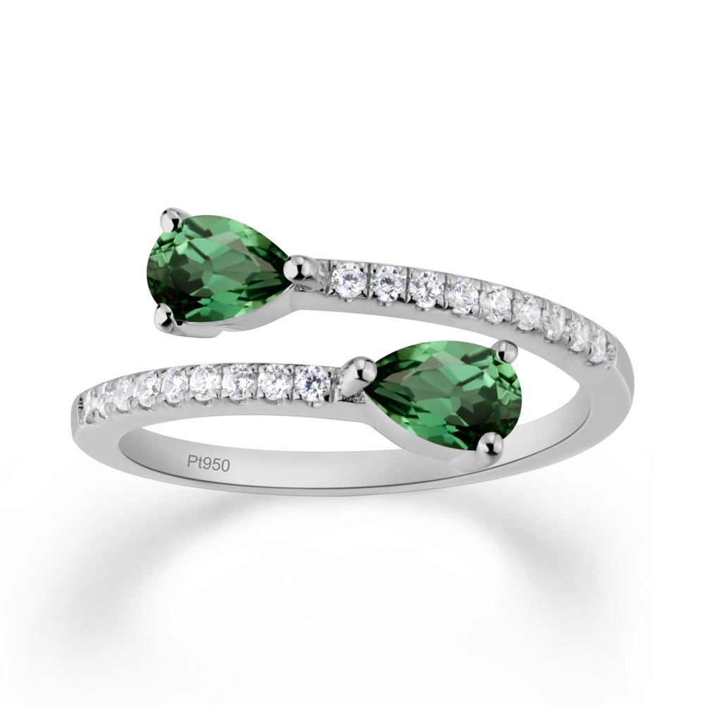 Two Stone Green Sapphire Open Ring - LUO Jewelry #metal_platinum