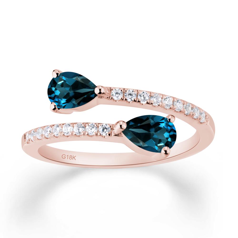 Two Stone London Blue Topaz Open Ring | LUO Jewelry #metal_18k rose gold