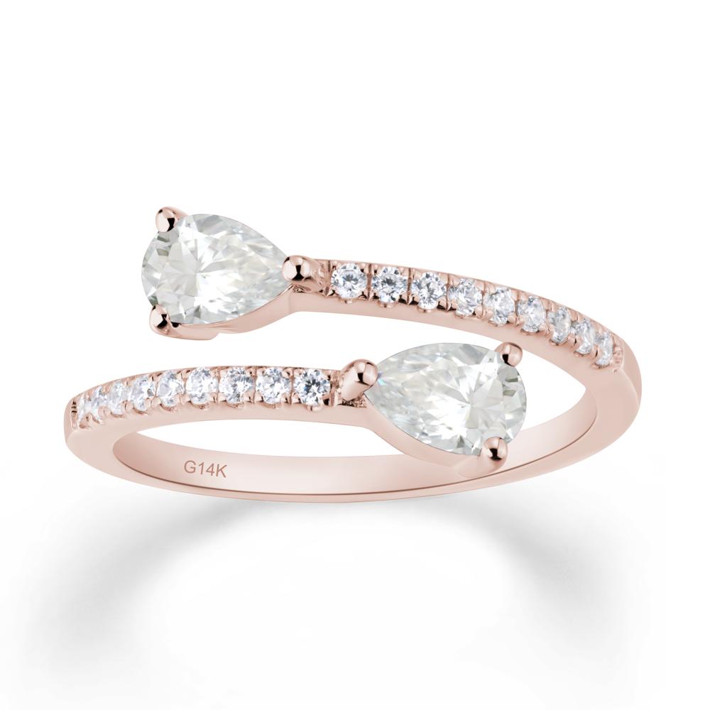 Two Stone Moissanite Open Ring | LUO Jewelry #metal_14k rose gold