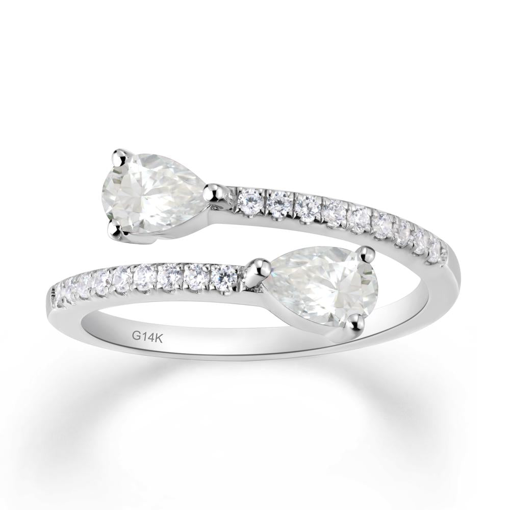 Two Stone Moissanite Open Ring | LUO Jewelry #metal_14k white gold