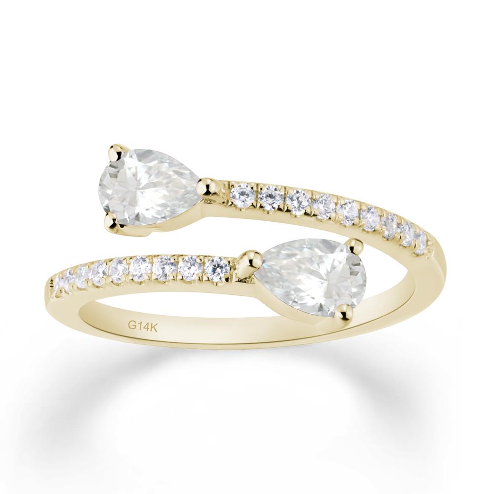 Two Stone Moissanite Open Ring | LUO Jewelry #metal_14k yellow gold