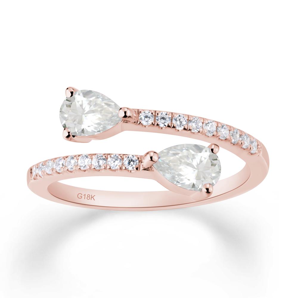 Two Stone Moissanite Open Ring | LUO Jewelry #metal_18k rose gold