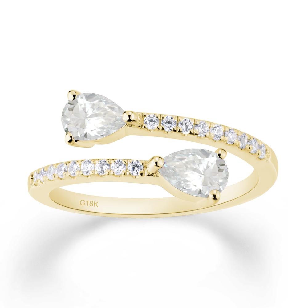 Two Stone Moissanite Open Ring | LUO Jewelry #metal_18k yellow gold