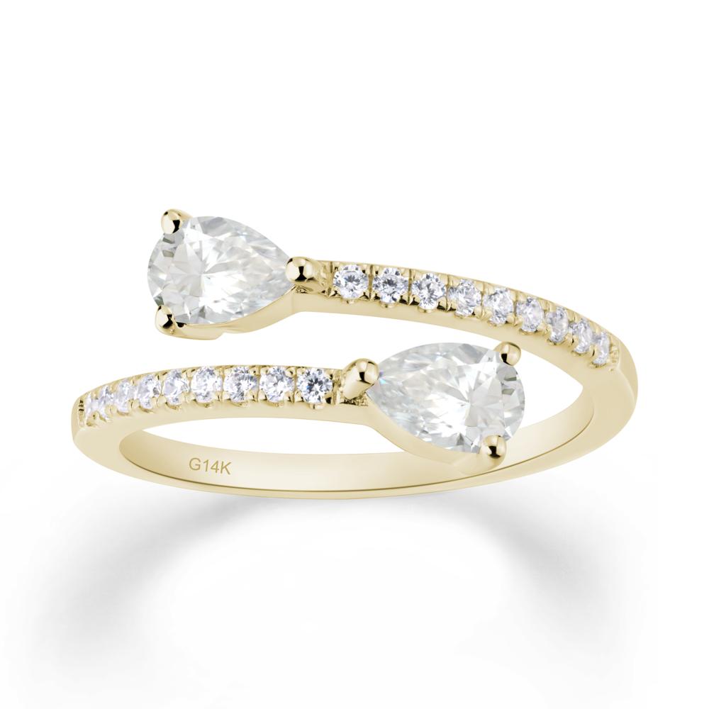 Two Stone Moissanite Open Ring - LUO Jewelry #metal_14k yellow gold