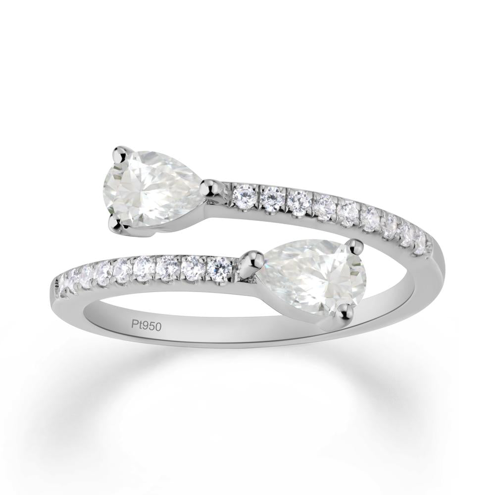 Two Stone Moissanite Open Ring - LUO Jewelry #metal_platinum