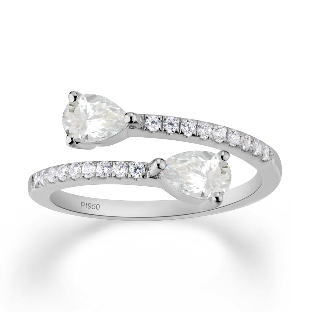 Two Stone Moissanite Open Ring | LUO Jewelry #metal_platinum