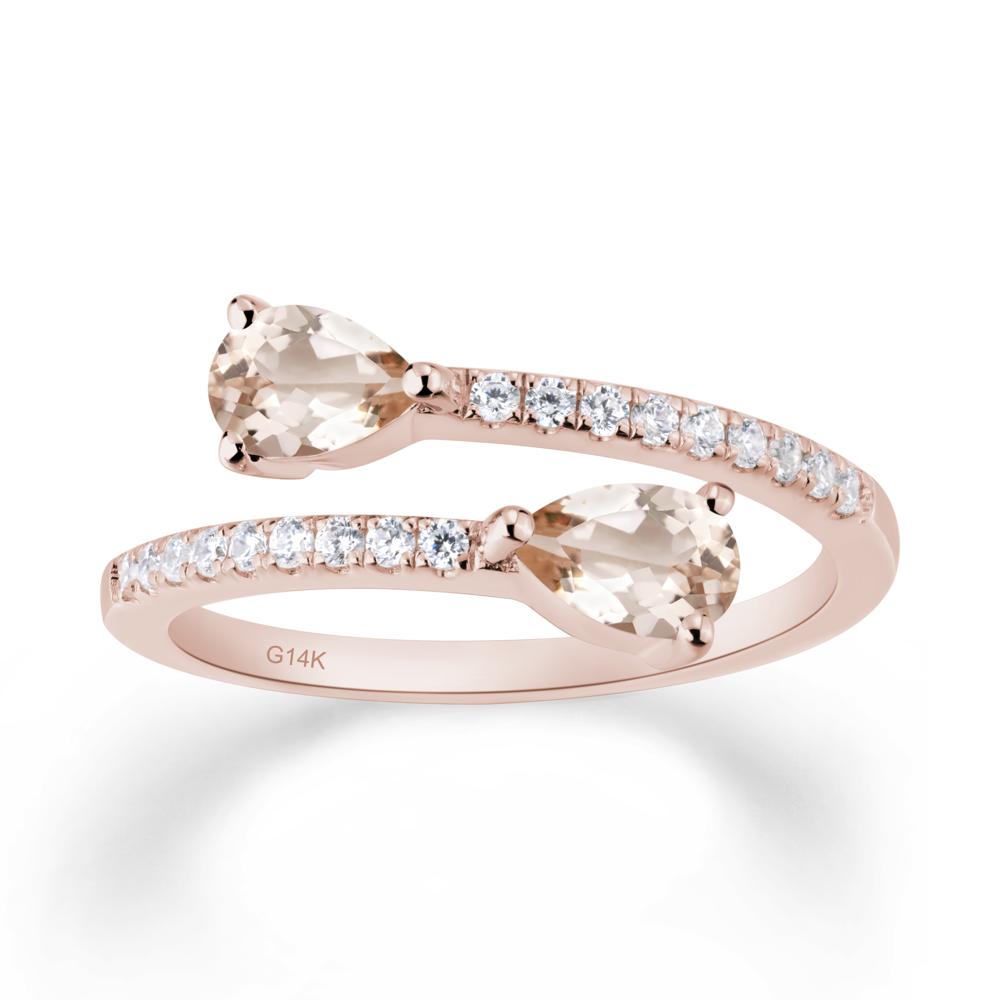 Two Stone Morganite Open Ring - LUO Jewelry #metal_14k rose gold