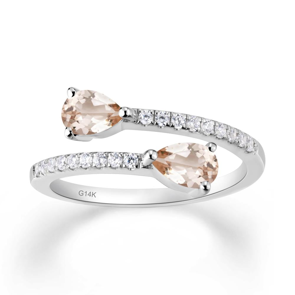 Two Stone Morganite Open Ring - LUO Jewelry #metal_14k white gold