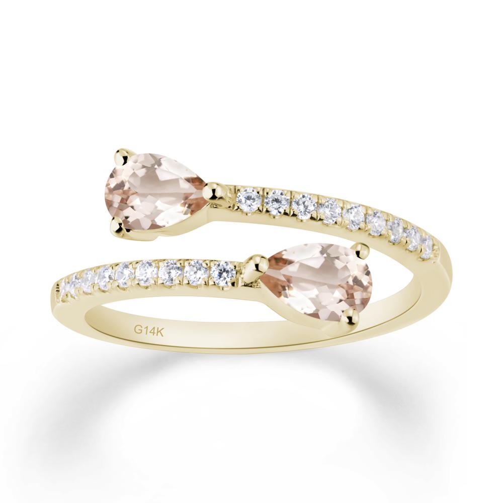 Two Stone Morganite Open Ring - LUO Jewelry #metal_14k yellow gold