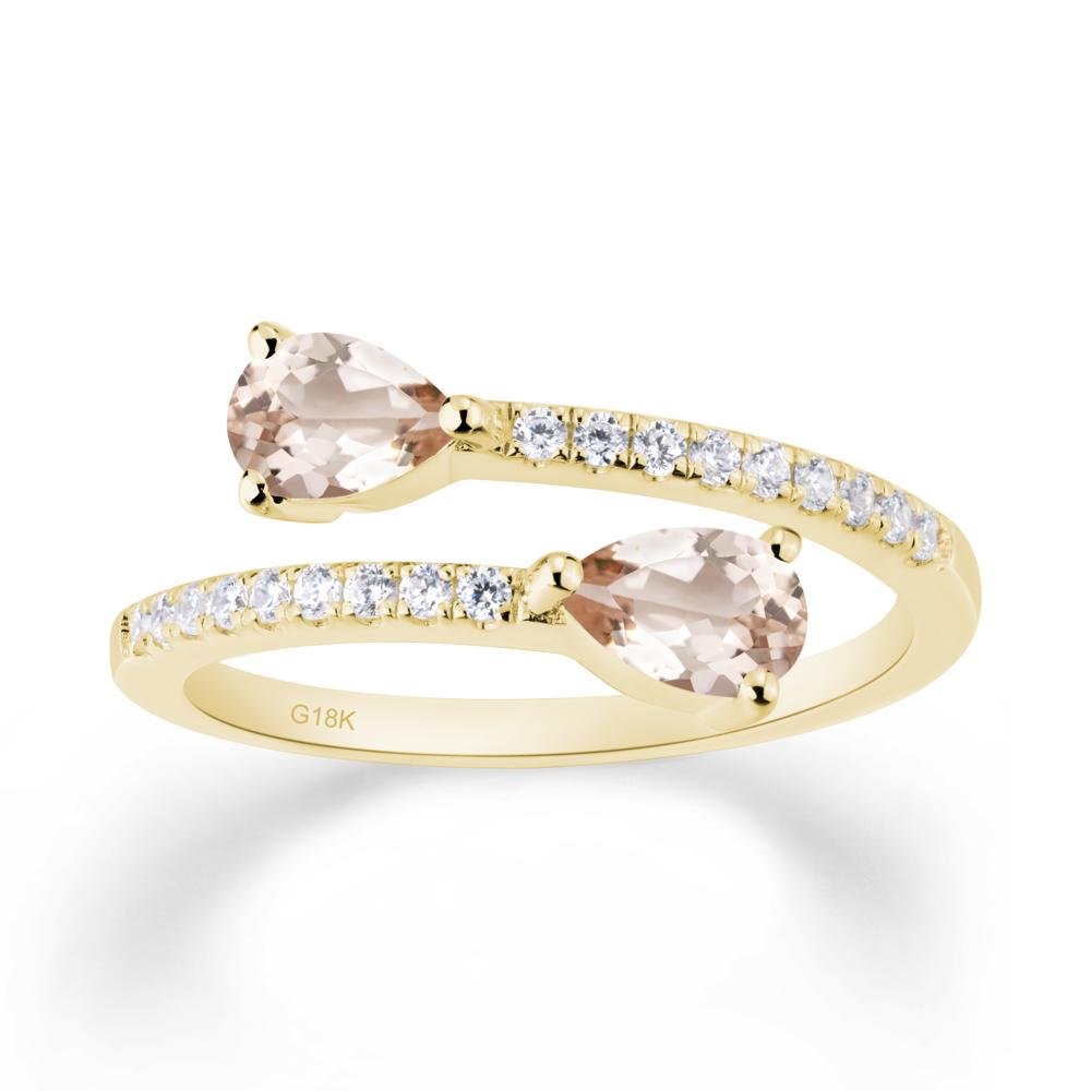 Two Stone Morganite Open Ring - LUO Jewelry #metal_18k yellow gold