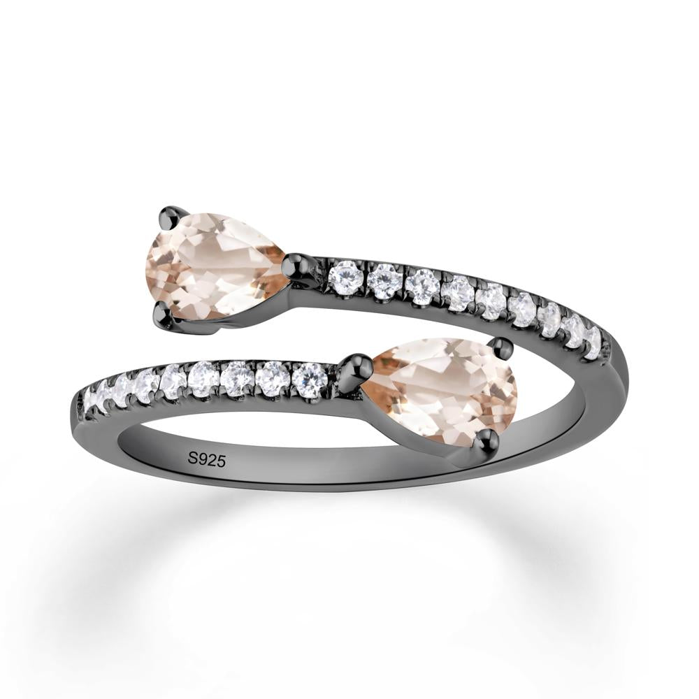 Two Stone Morganite Open Ring - LUO Jewelry #metal_black finish sterling silver