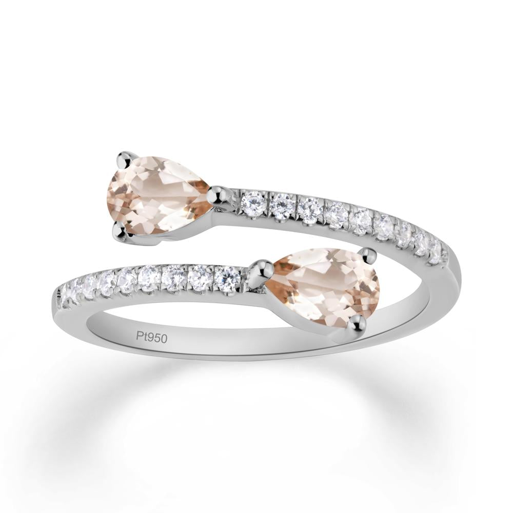 Two Stone Morganite Open Ring - LUO Jewelry #metal_platinum