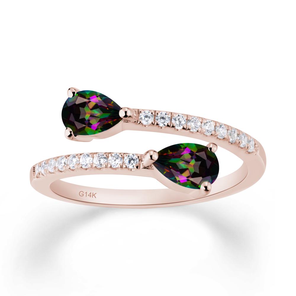 Two Stone Mystic Topaz Open Ring - LUO Jewelry #metal_14k rose gold