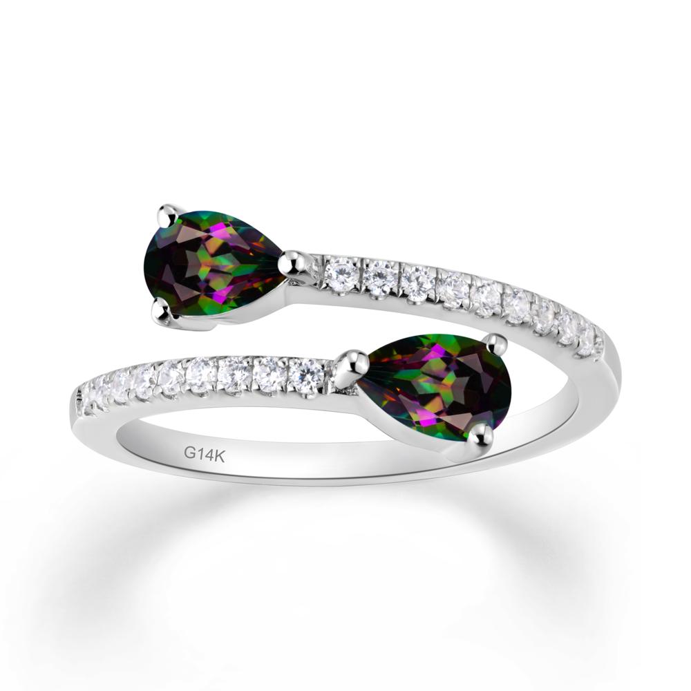 Two Stone Mystic Topaz Open Ring - LUO Jewelry #metal_14k white gold