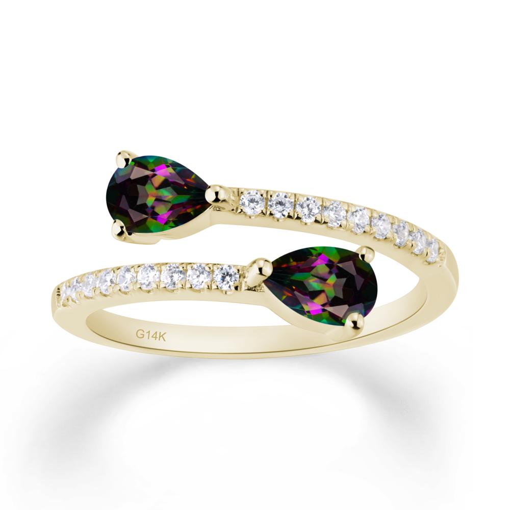 Two Stone Mystic Topaz Open Ring - LUO Jewelry #metal_14k yellow gold