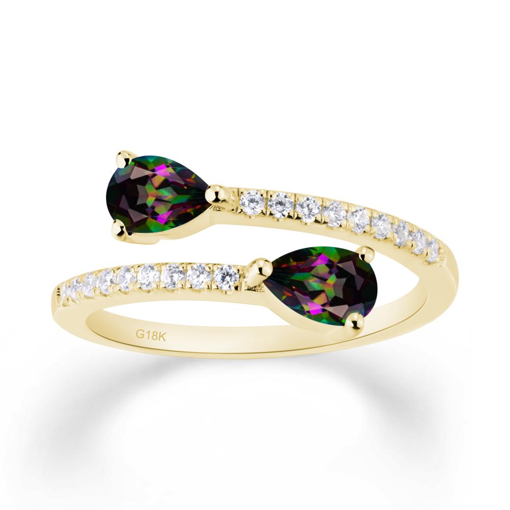 Two Stone Mystic Topaz Open Ring - LUO Jewelry #metal_18k yellow gold