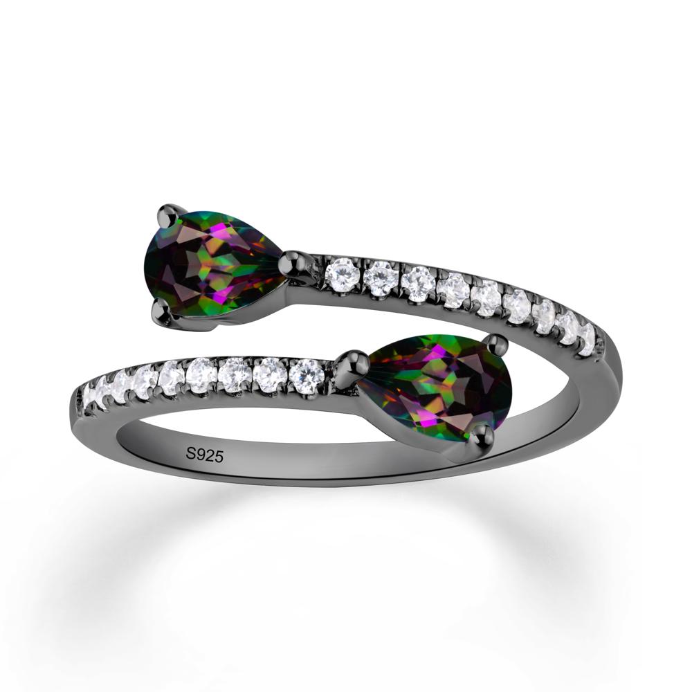 Two Stone Mystic Topaz Open Ring - LUO Jewelry #metal_black finish sterling silver