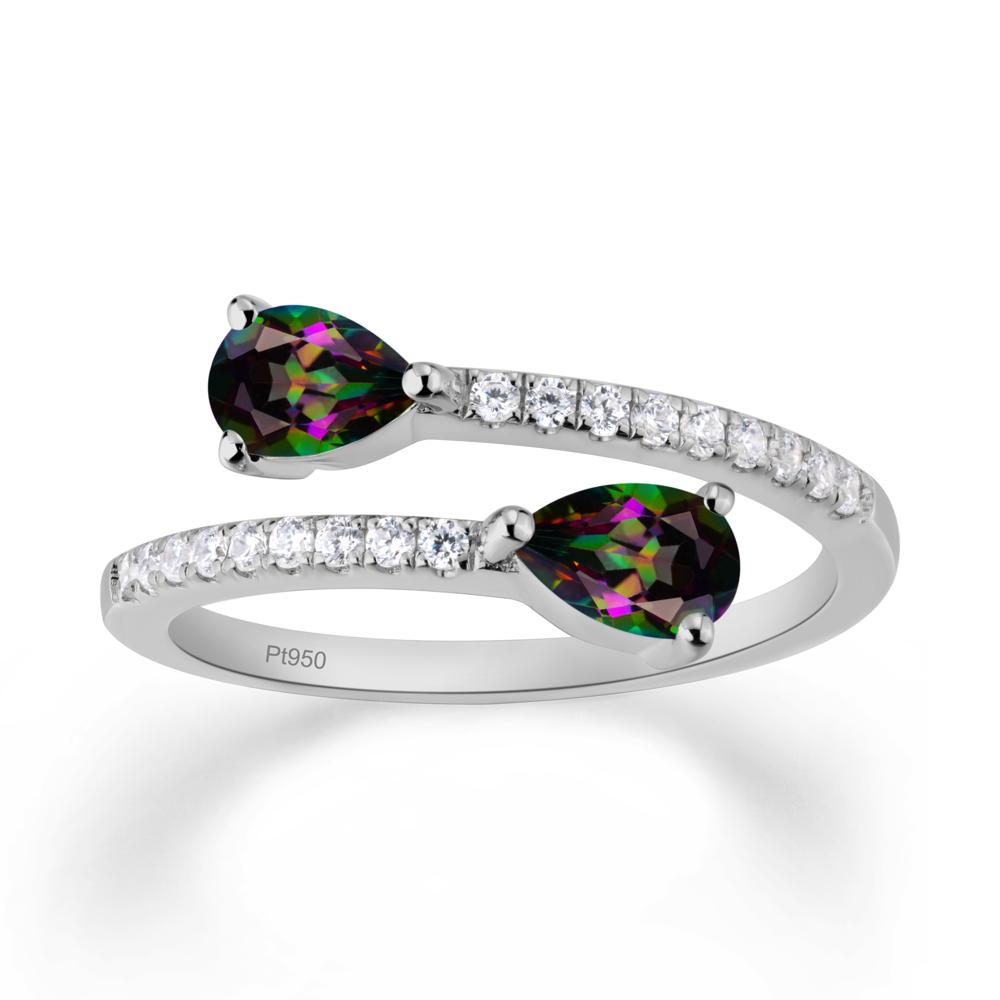 Two Stone Mystic Topaz Open Ring - LUO Jewelry #metal_platinum