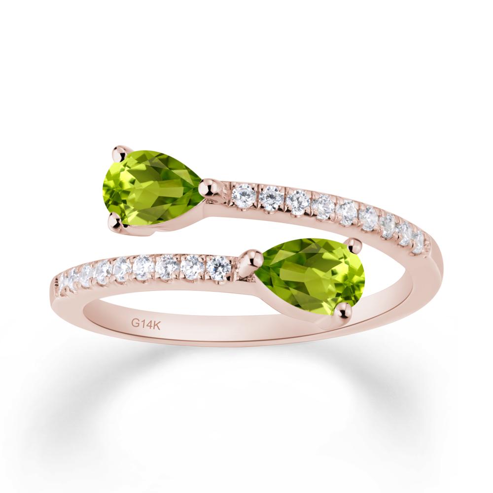 Two Stone Peridot Open Ring - LUO Jewelry #metal_14k rose gold