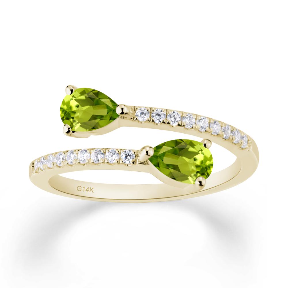 Two Stone Peridot Open Ring - LUO Jewelry #metal_14k yellow gold